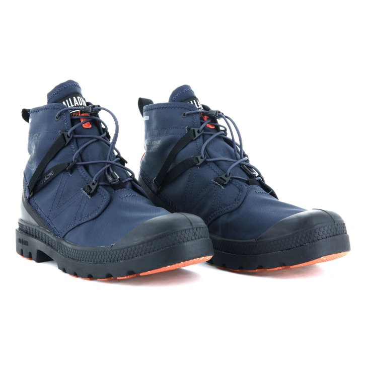 Palladium Pampa Travel Lite+ Waterproof Men's Boots Navy | UK I247-ZYH